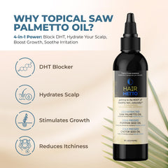 HAIRMETTO rosemary oil bottle for nourishing scalp and growth support.