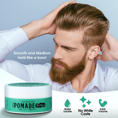 Hairplexx pomade no flakes for clean removal after styling