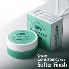 Hairplexx pomade non-greasy formula leaves hair feeling light and touchable