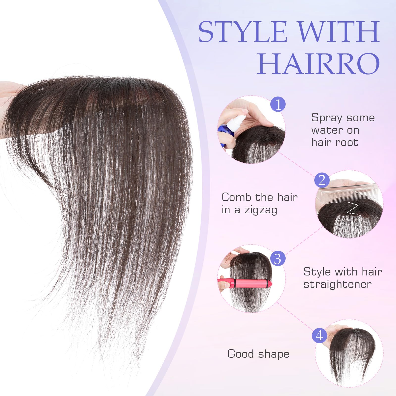 Hairro clip-on bangs easy clip design for quick everyday wear