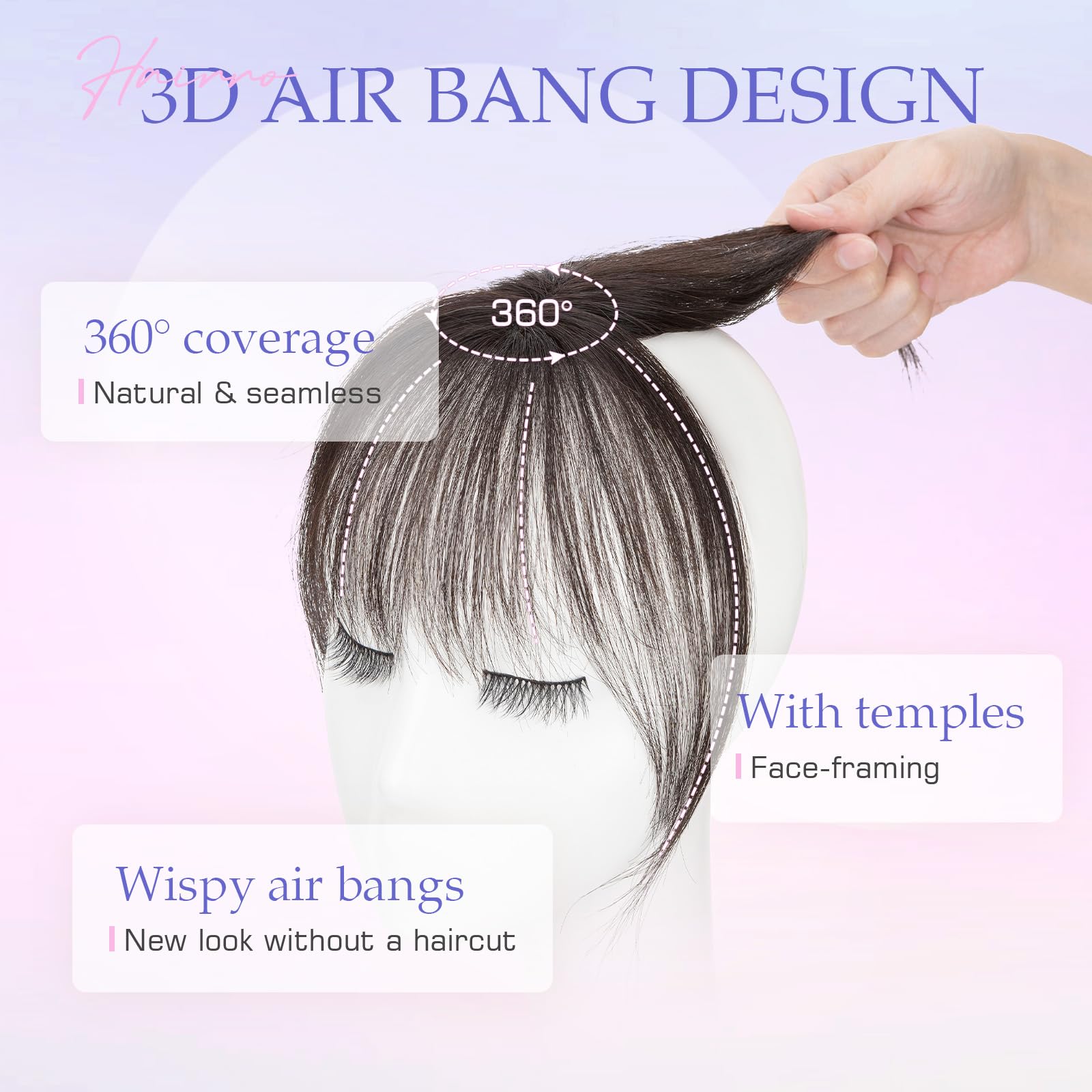 Hairro clip-on bangs real human hair for natural texture