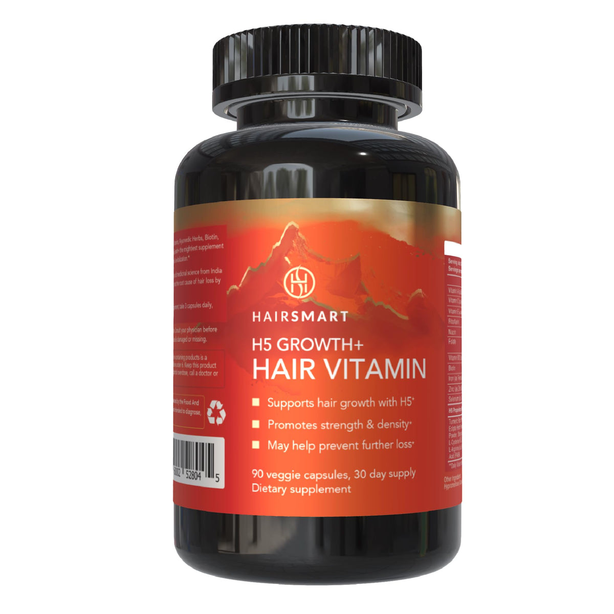 HairSmart H5 Grow+ bottle front view showing nutrient-rich formula for healthier hair