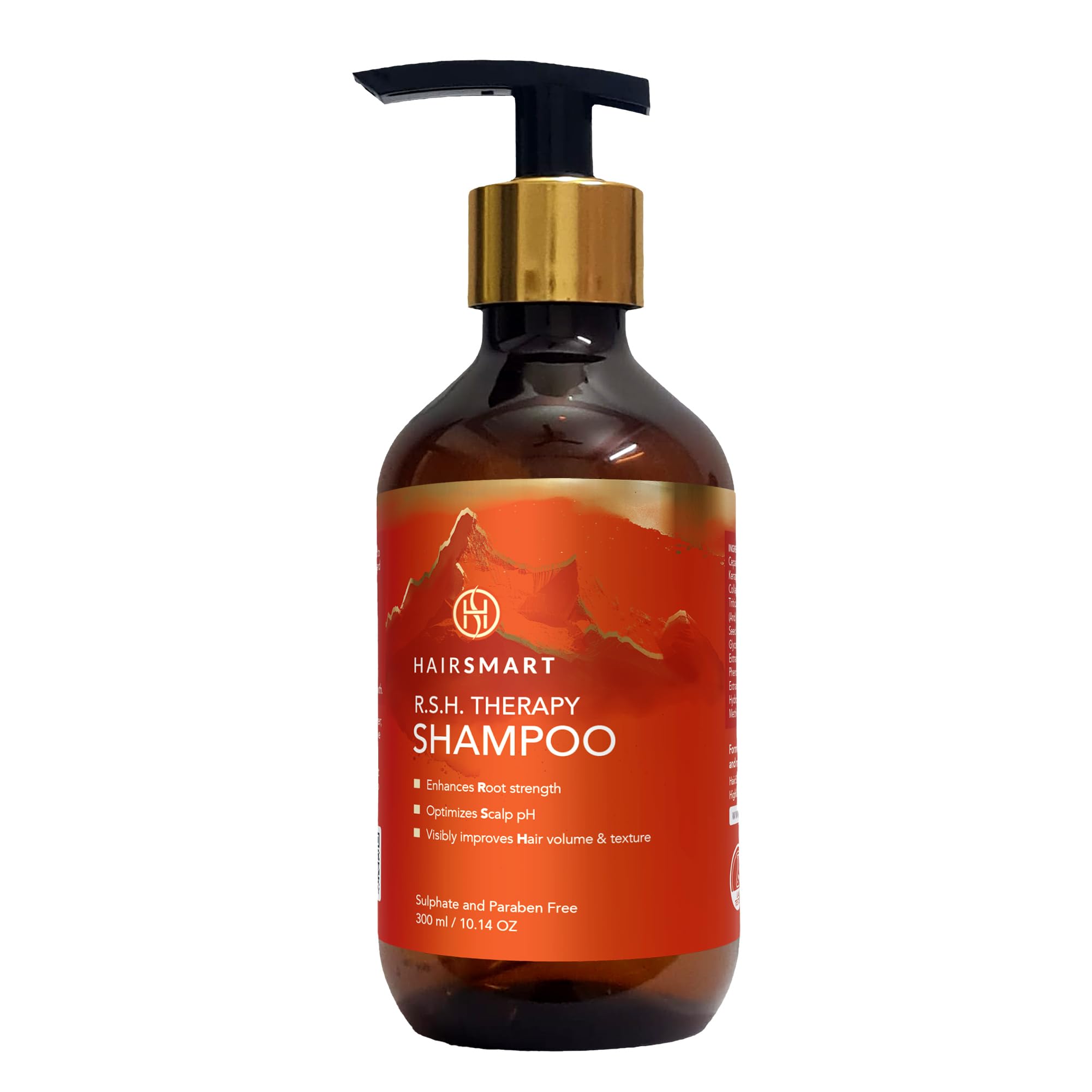 HairSmart hair growth shampoo bottle showcases a premium organic formula for thicker-looking hair.