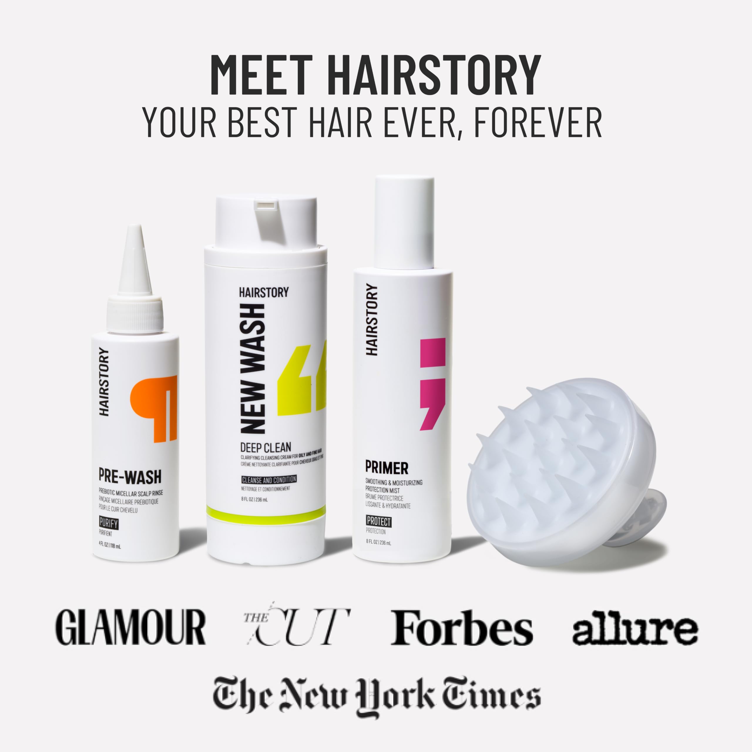 Oil-control benefit visual with Hairstory New Wash Deep Clean; suitable for oily hair types