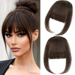 HAITOO bangs clip-in front view for natural dark brown blend