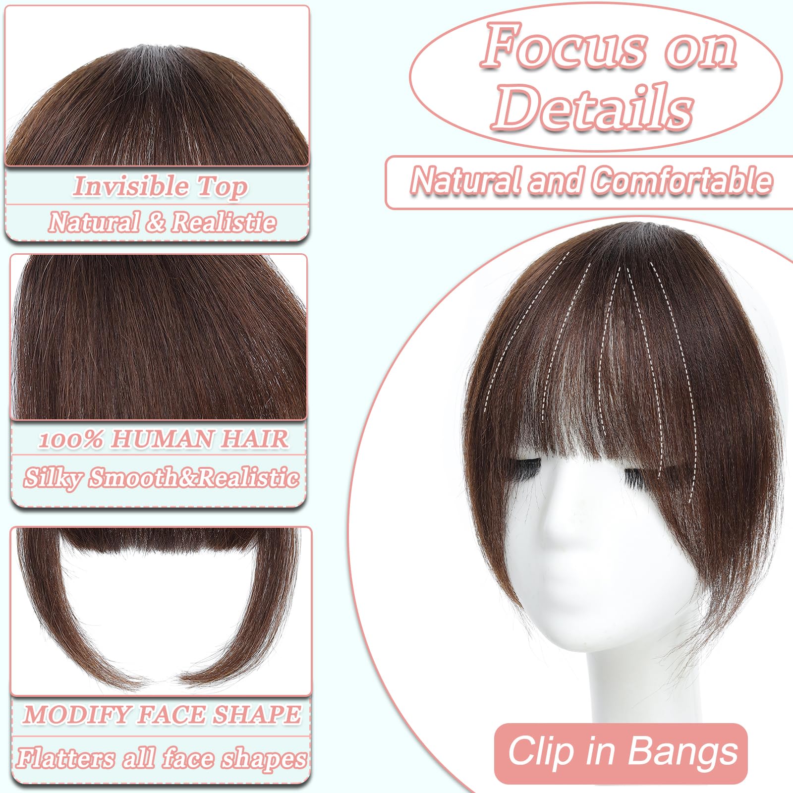 HAITOO wispy bangs with temples for a cute, secure fit.