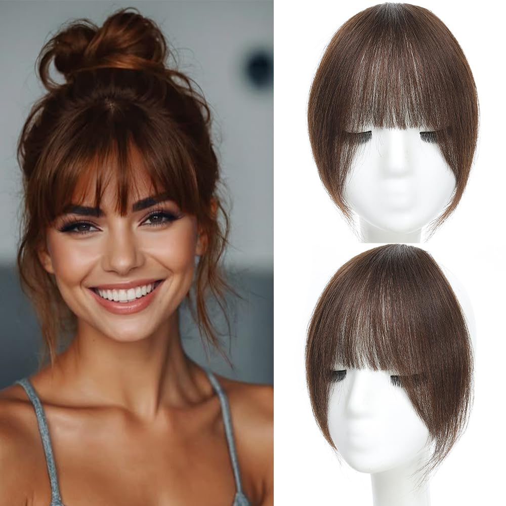 HAITOO clip-in bangs in brown French style for seamless daily wear.