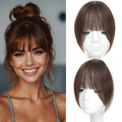 HAITOO clip-in bangs in brown French style for seamless daily wear.