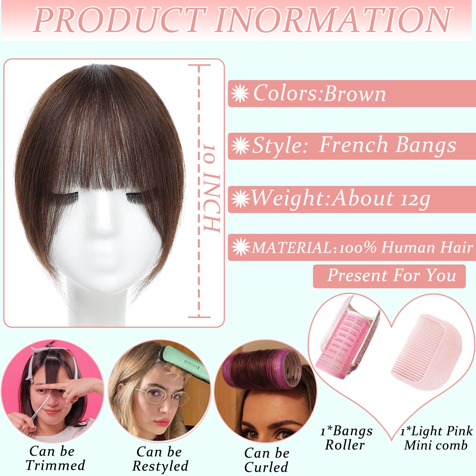 HAITOO clip-in bangs easy to attach for instant style.
