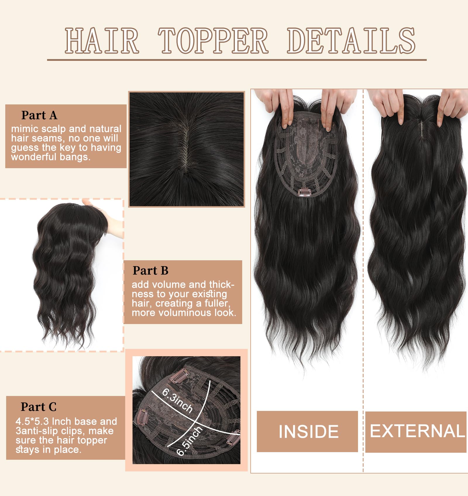 HAITOO Hair Toppers curly-wavy texture adds volume and bounce for everyday wear