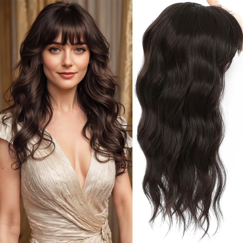 HAITOO Hair Toppers dark brown 18-inch base view for fuller natural volume