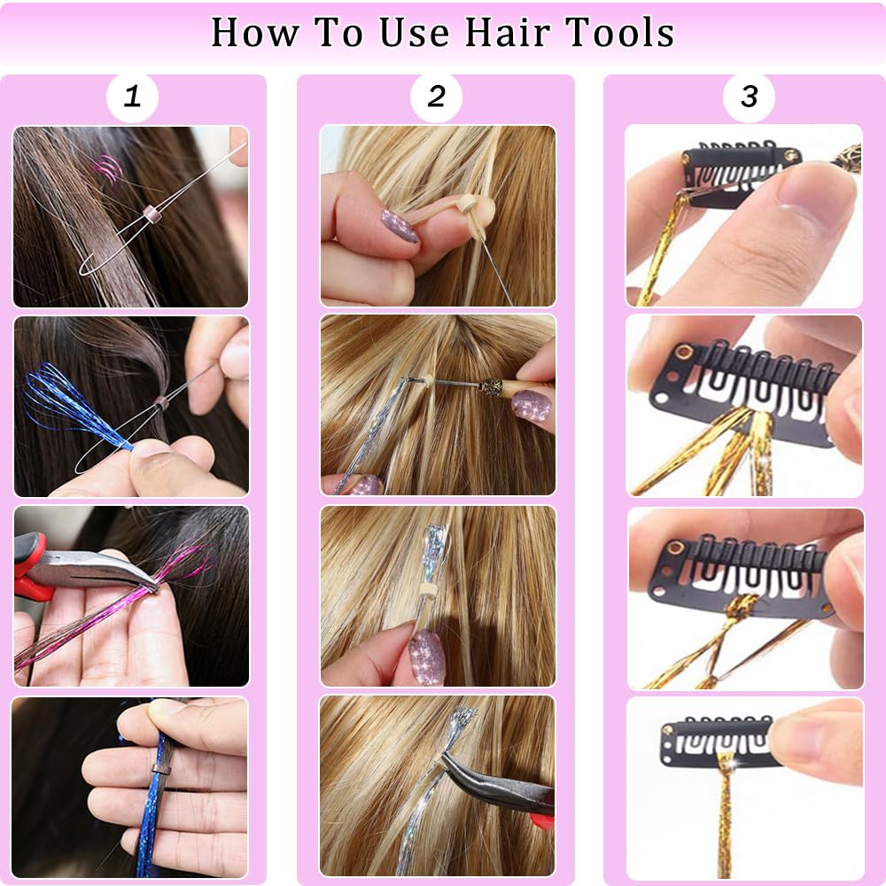 HAITOO long 50-inch tinsel can be cut to your hair length.