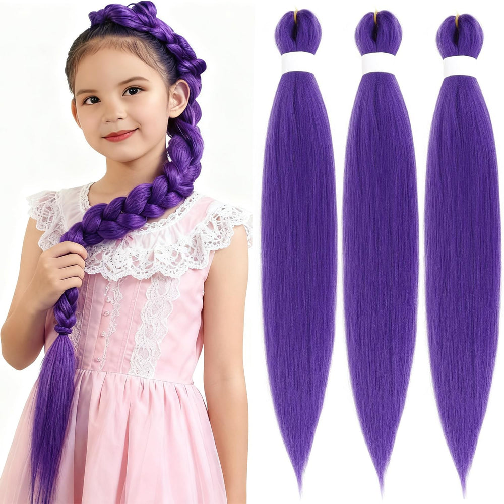 HAITOO purple braiding hair in 30-inch crochet extensions for long, seamless looks.