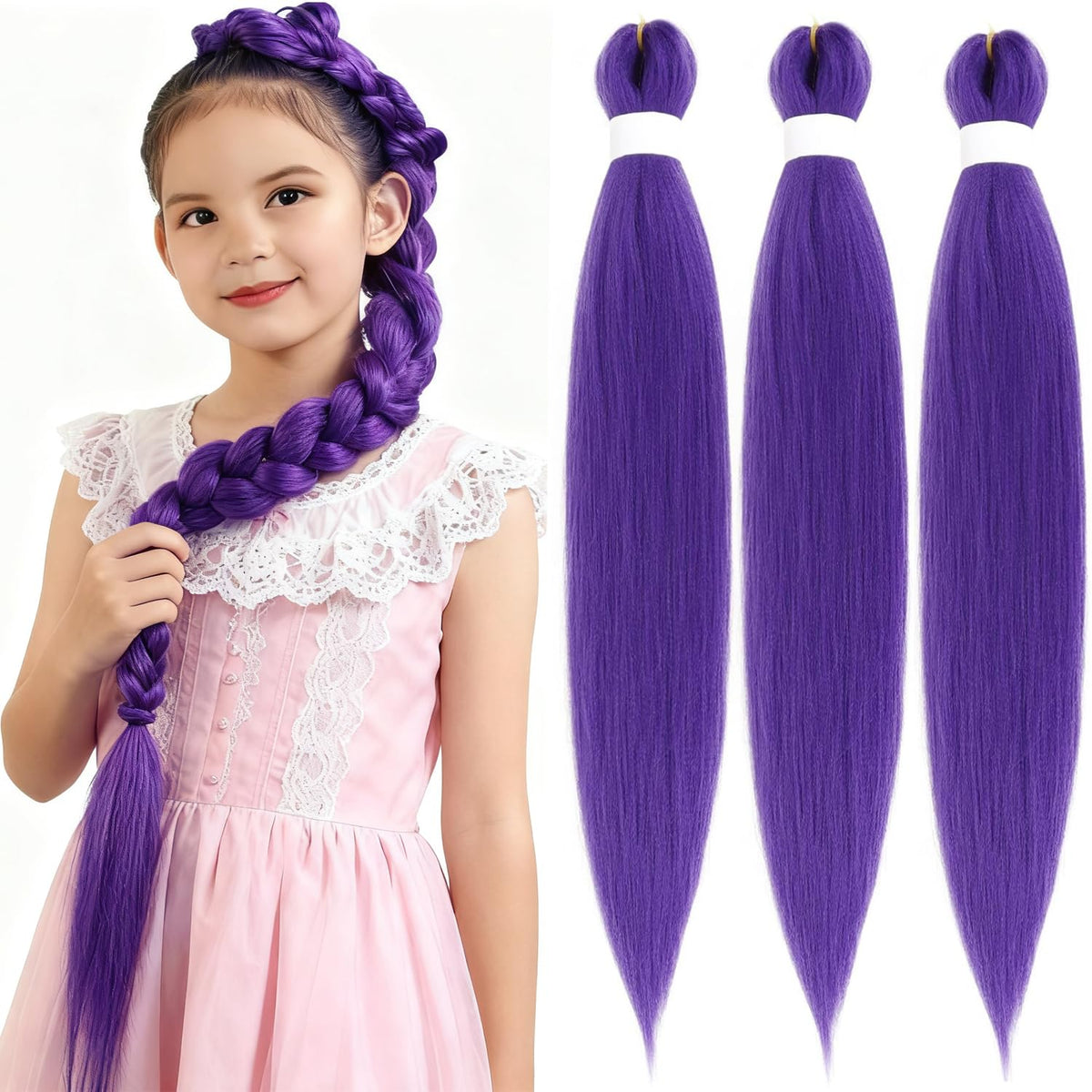 HAITOO purple braiding hair in 30-inch crochet extensions for long, seamless looks.