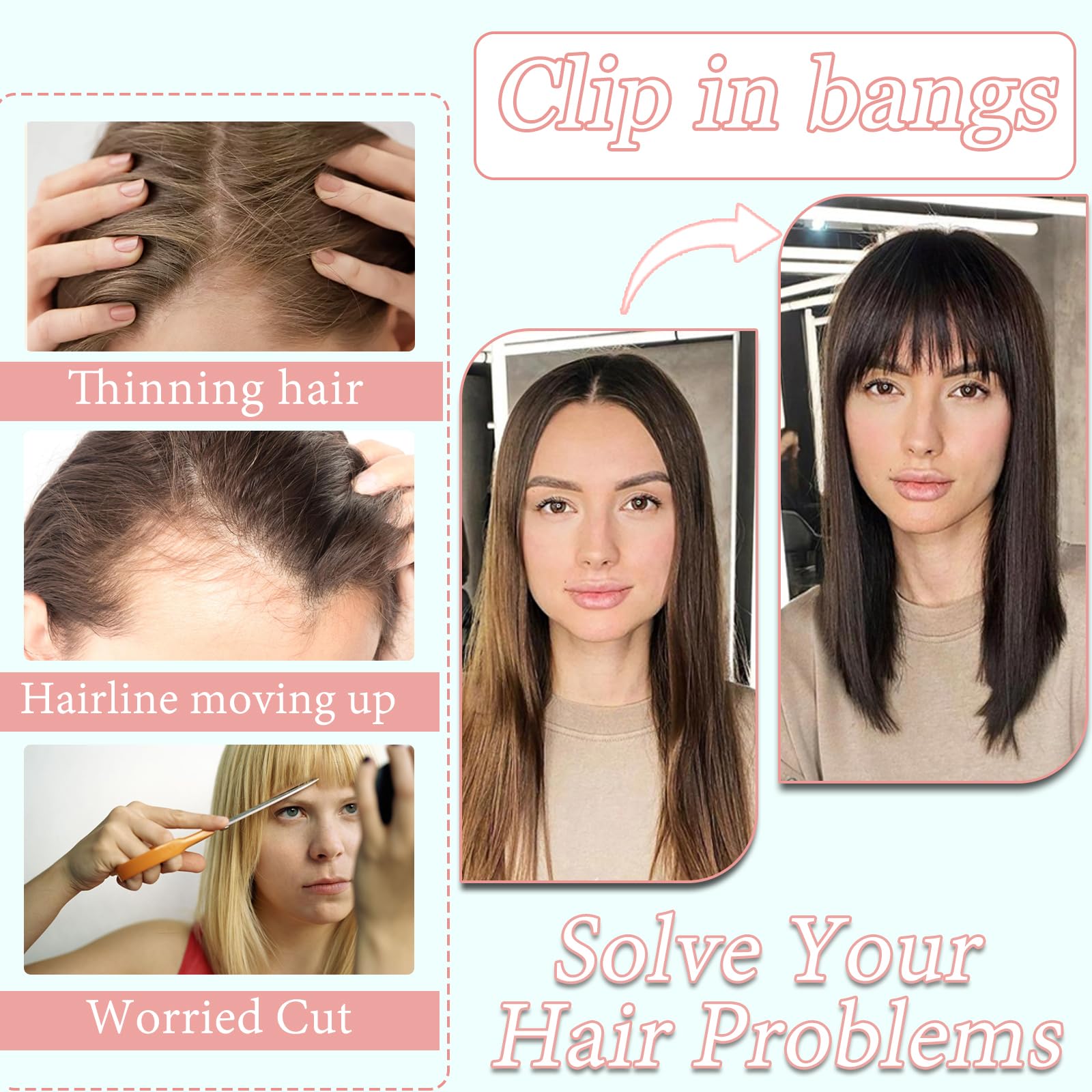 HAITOO real human hair bangs blend with natural hair.