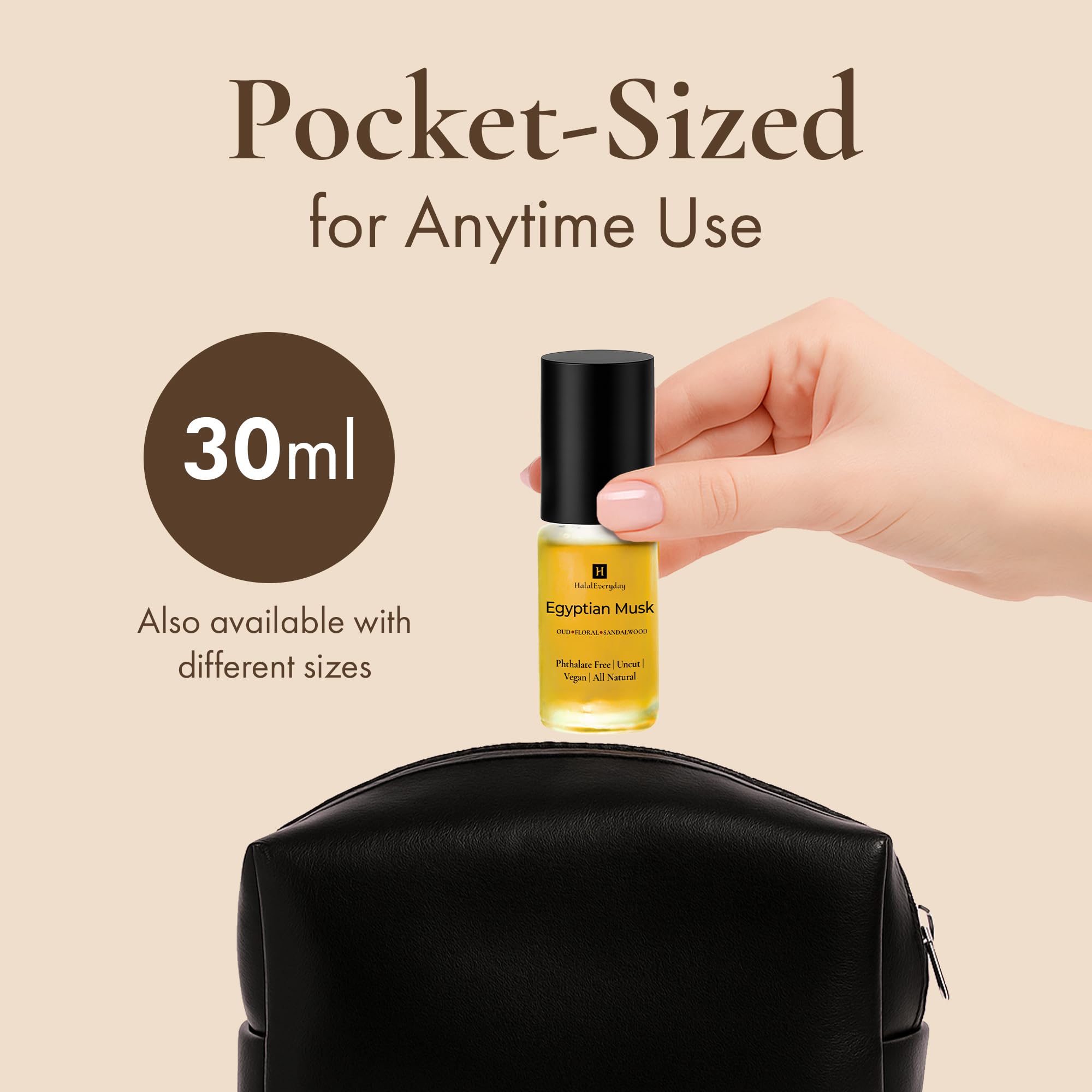 HalalEveryDay Egyptian Musk packaging emphasizes travel-friendly size