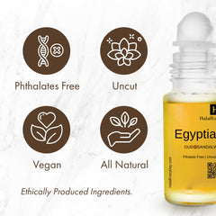 HalalEveryDay Egyptian Musk roll-on application at the pulse points for lasting scent.