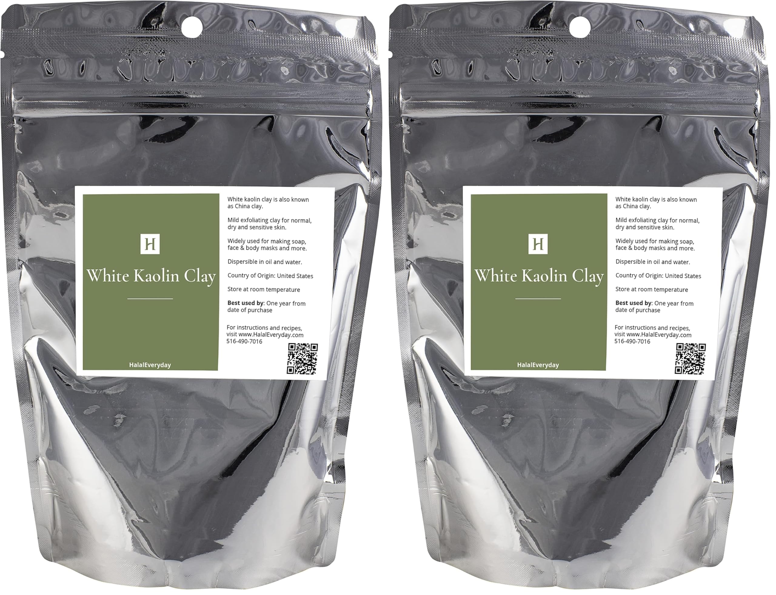 HalalEveryDay white kaolin clay powder 2lb pack for DIY skincare and masks