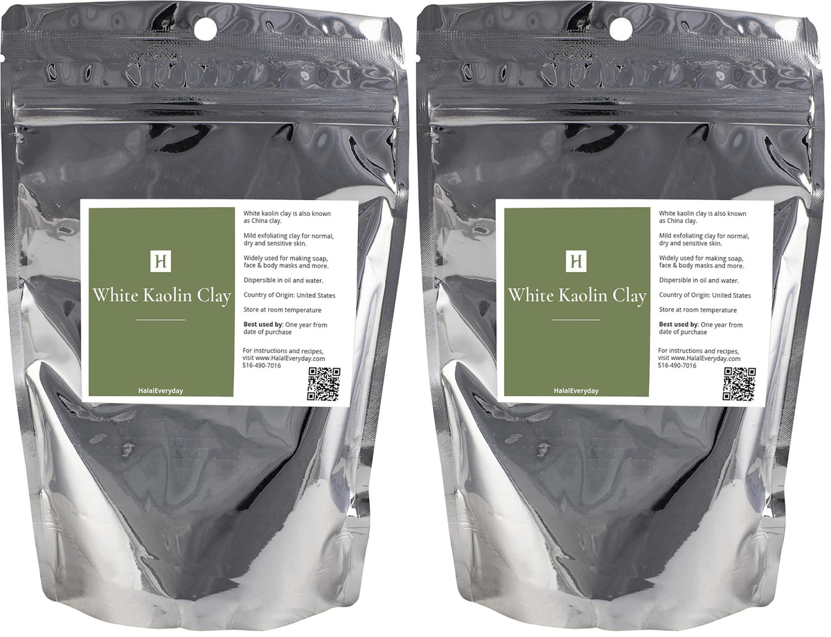 HalalEveryDay white kaolin clay powder 2lb pack for DIY skincare and masks