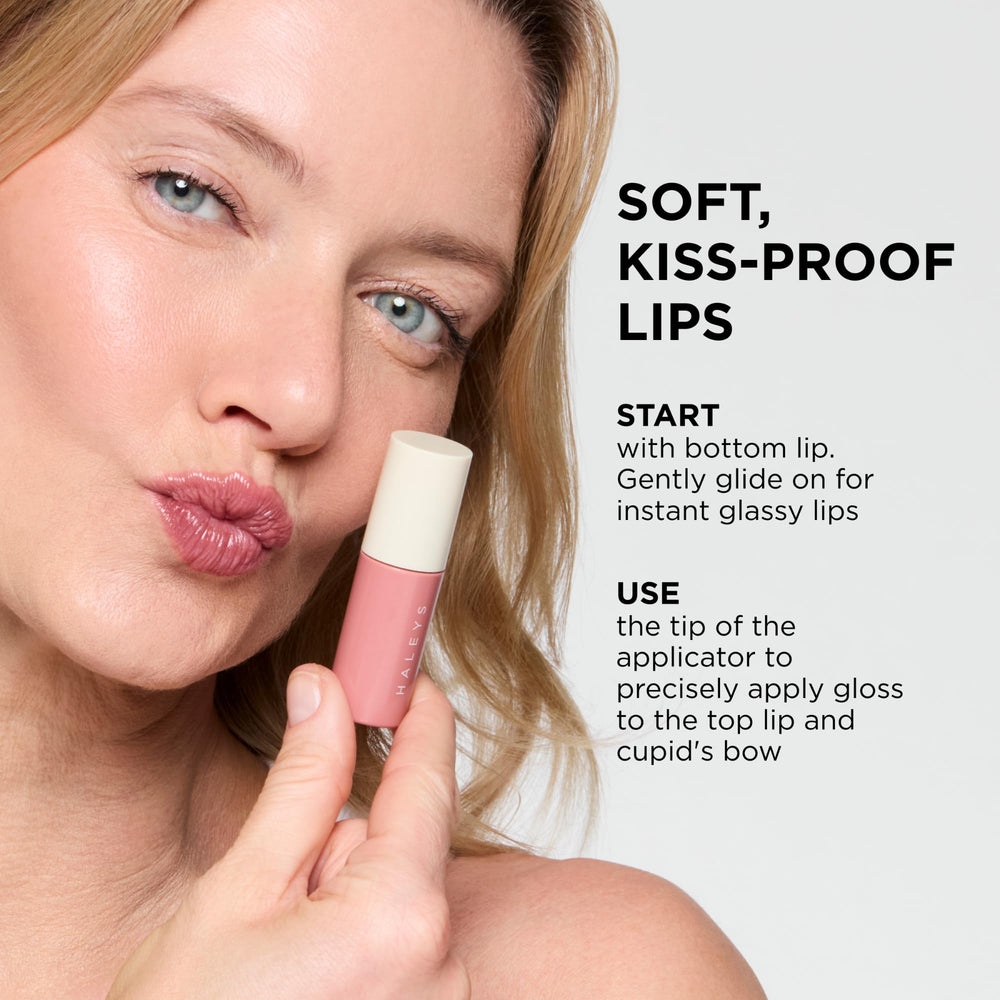 HALEYS Re-dew Lip Gloss kiss-proof wear stays put through daily activities.