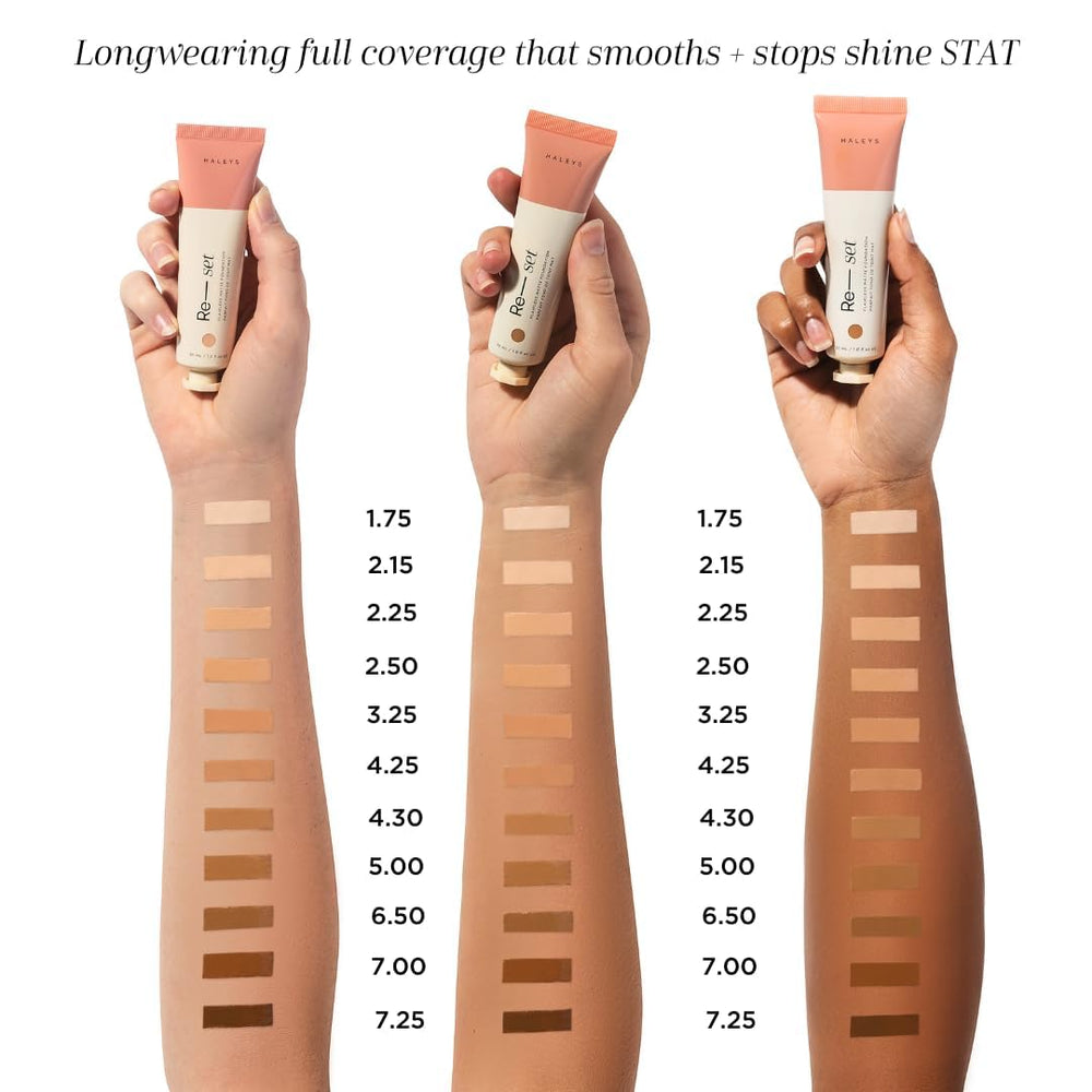 HALEYS Re-set texture softens skin and conceals imperfections in swatch
