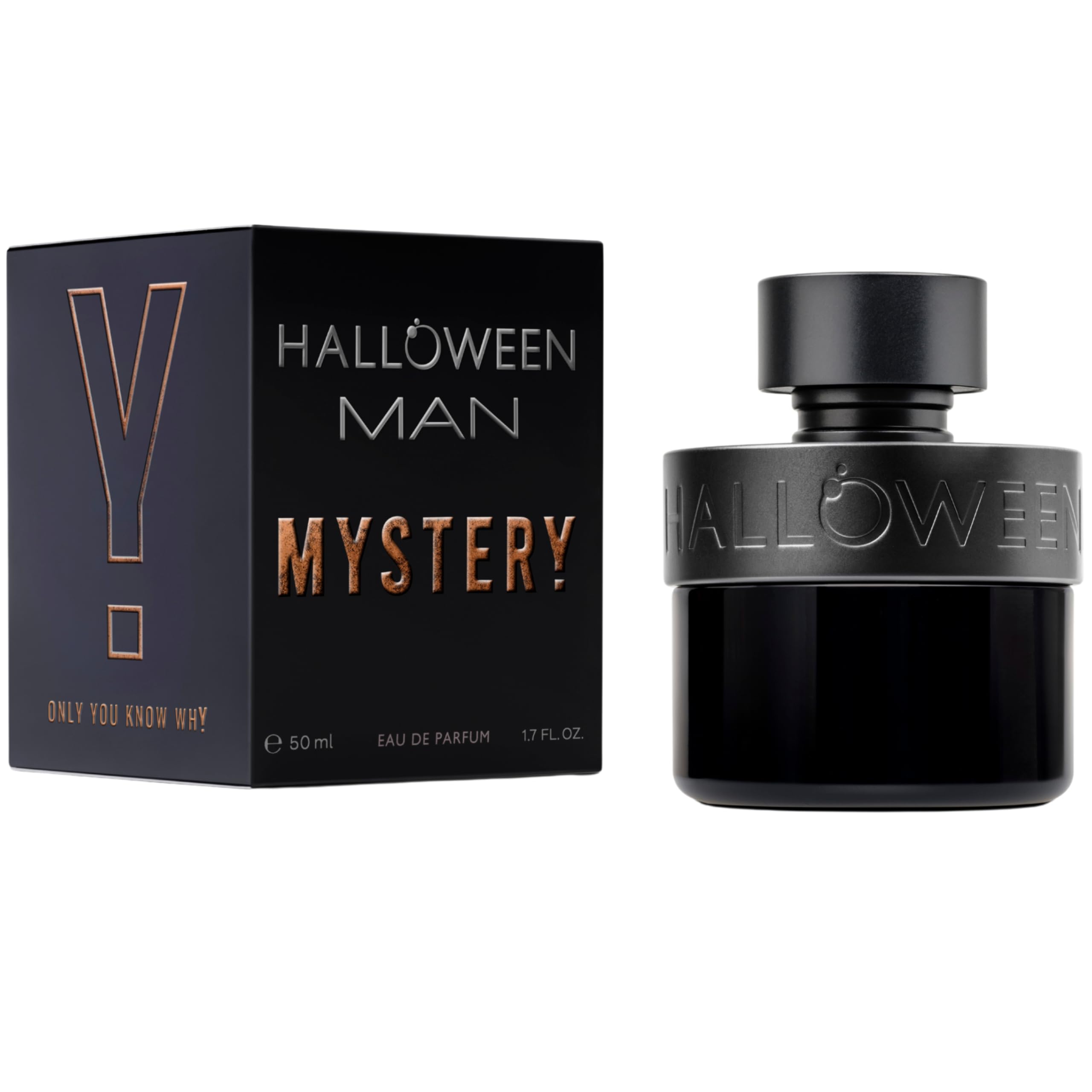 Halloween Man Mystery bottle front view suggests bold, versatile daily wear.