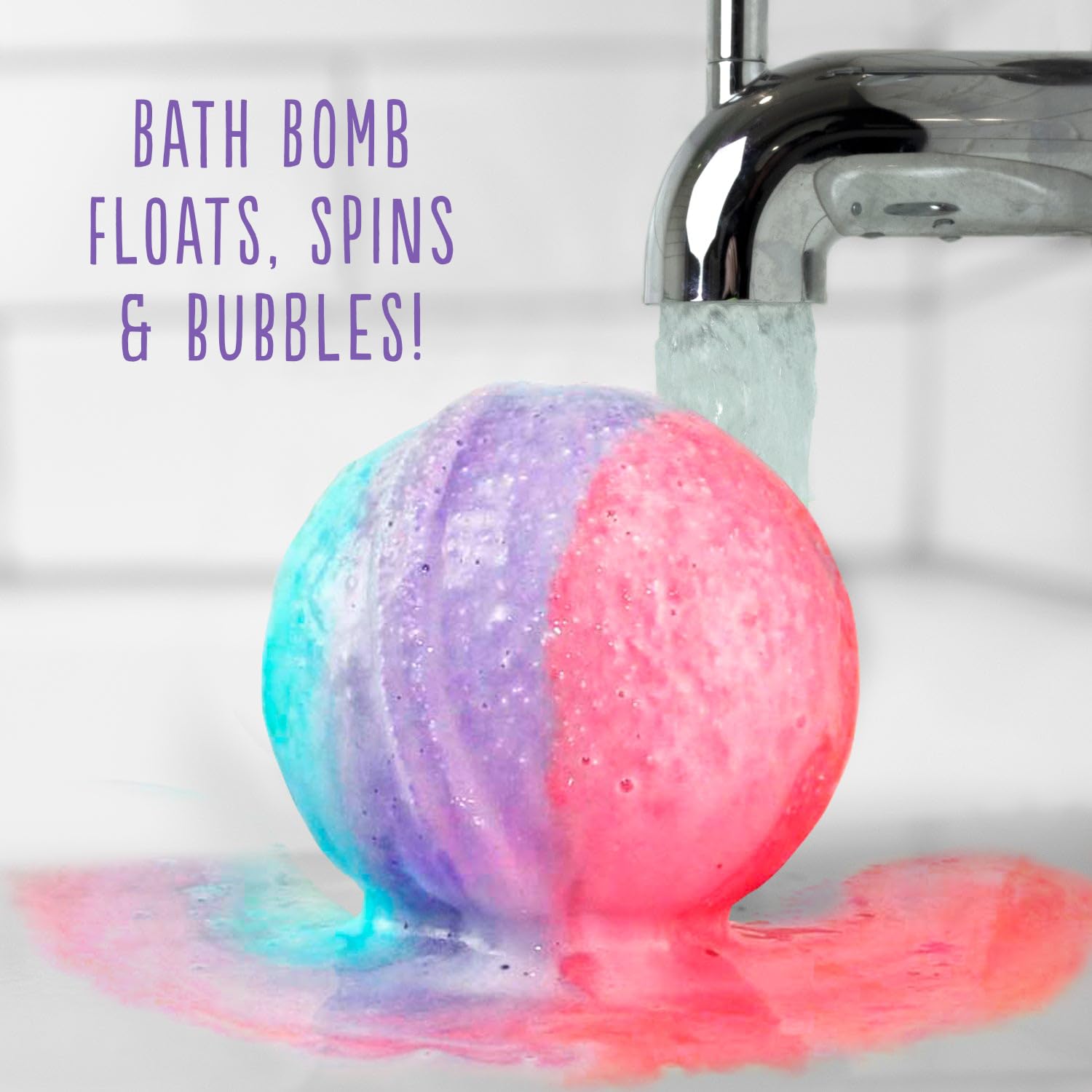 Hallu Unicorn Bath Bomb floats, spins, and bubbles for a playful bath.