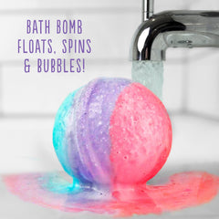 Hallu Unicorn Bath Bomb floats, spins, and bubbles for a playful bath.