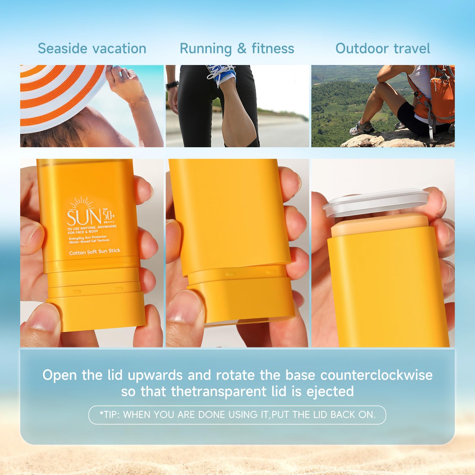 Halo East Sunscreen Stick Travel Size 0.56oz fits bags and purses.