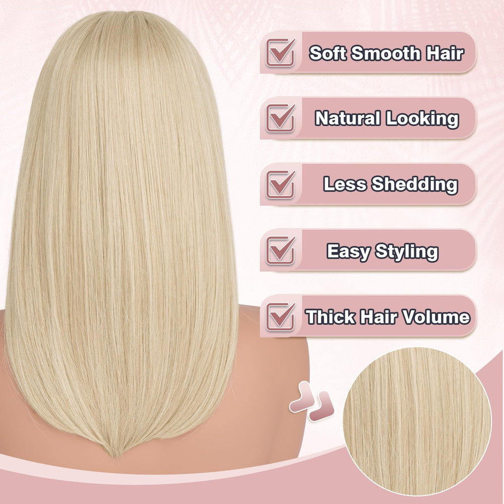 Haloo Blonde Bob Wig adjustable cap and clips ensure a secure fit