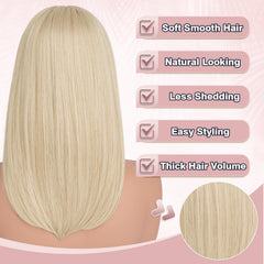 Haloo Blonde Bob Wig adjustable cap and clips ensure a secure fit