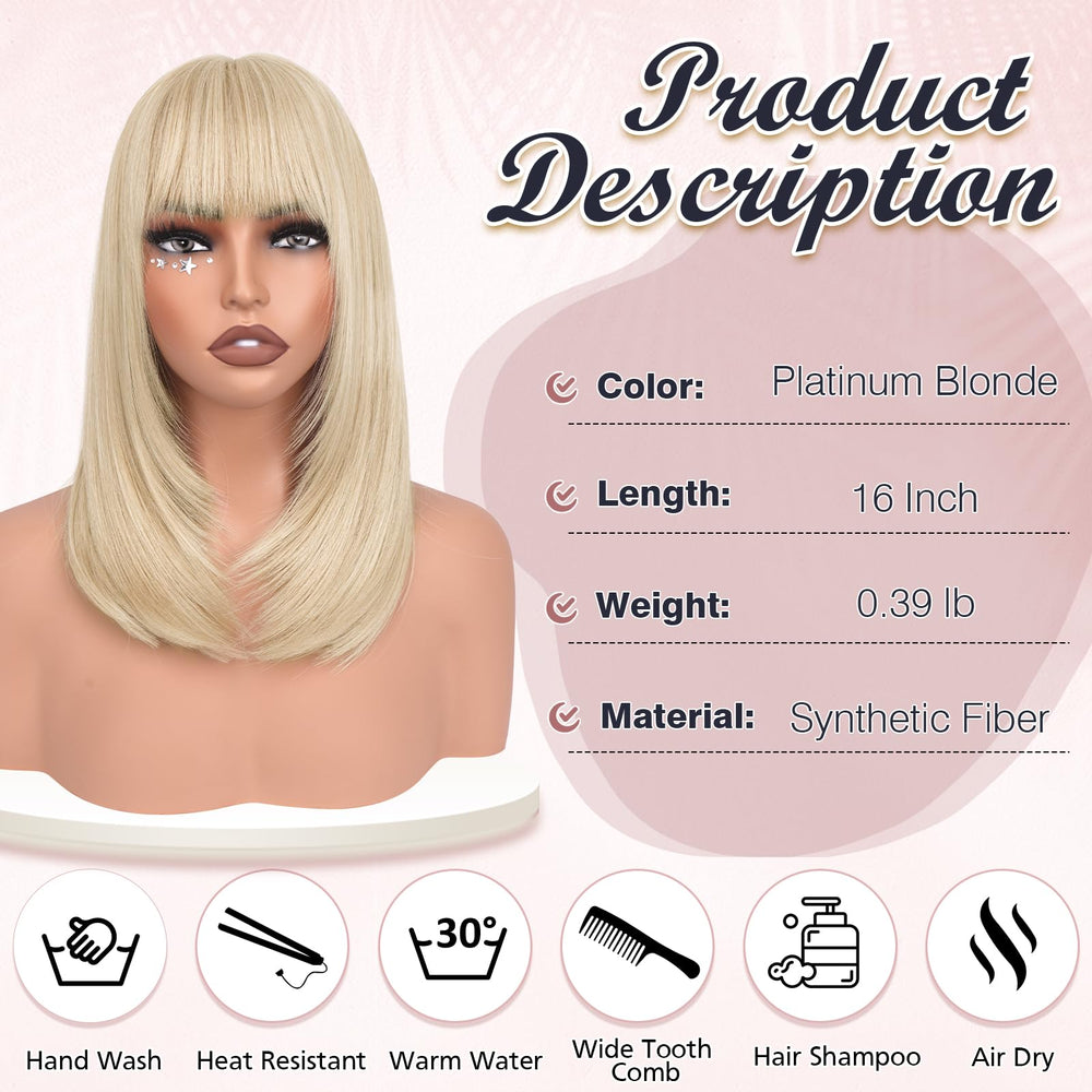 Haloo Blonde Bob Wig heat-resistant fibers allow curling and lasting wear