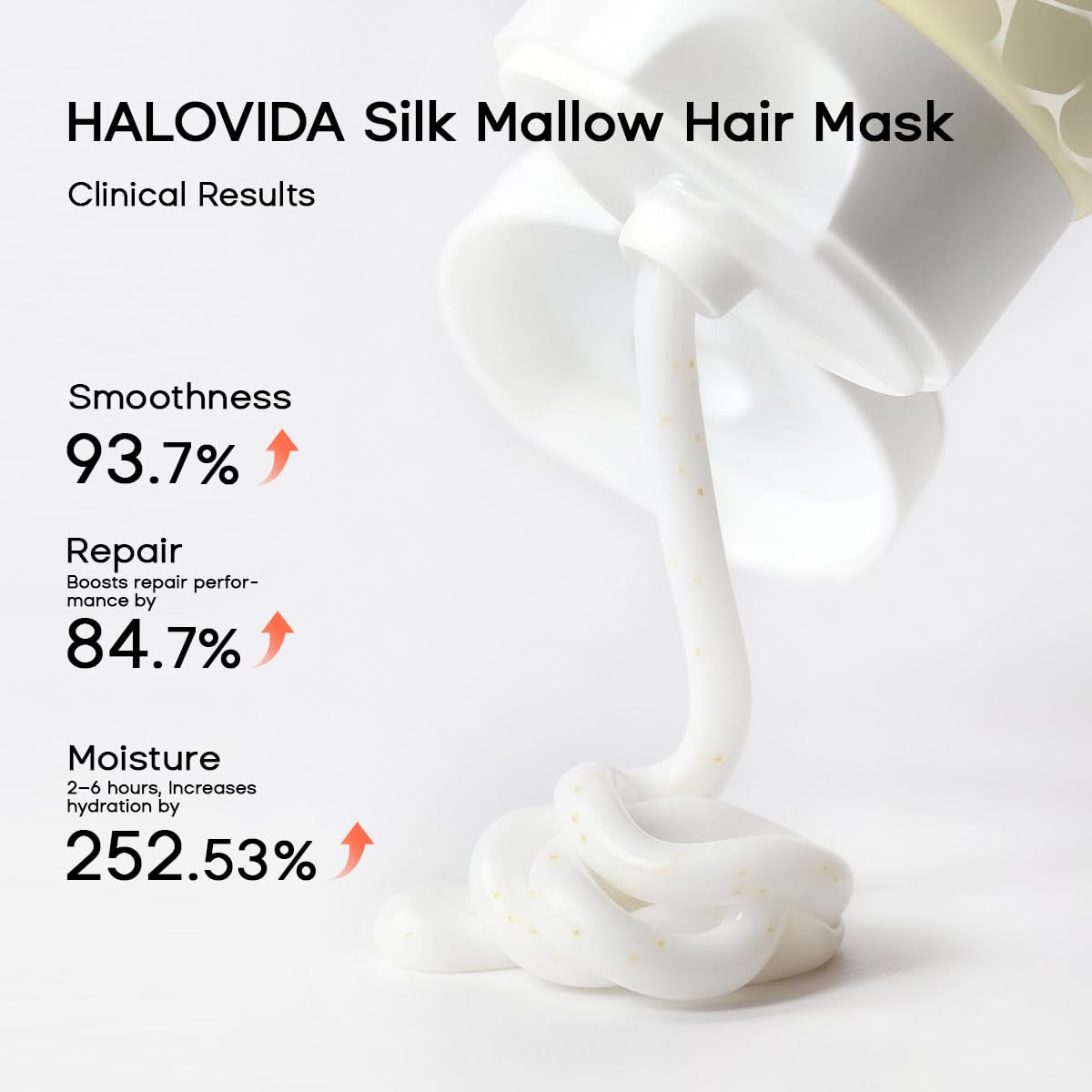 HALOVIDA hyaluronic acid drops illustrate deep hydration for dry strands