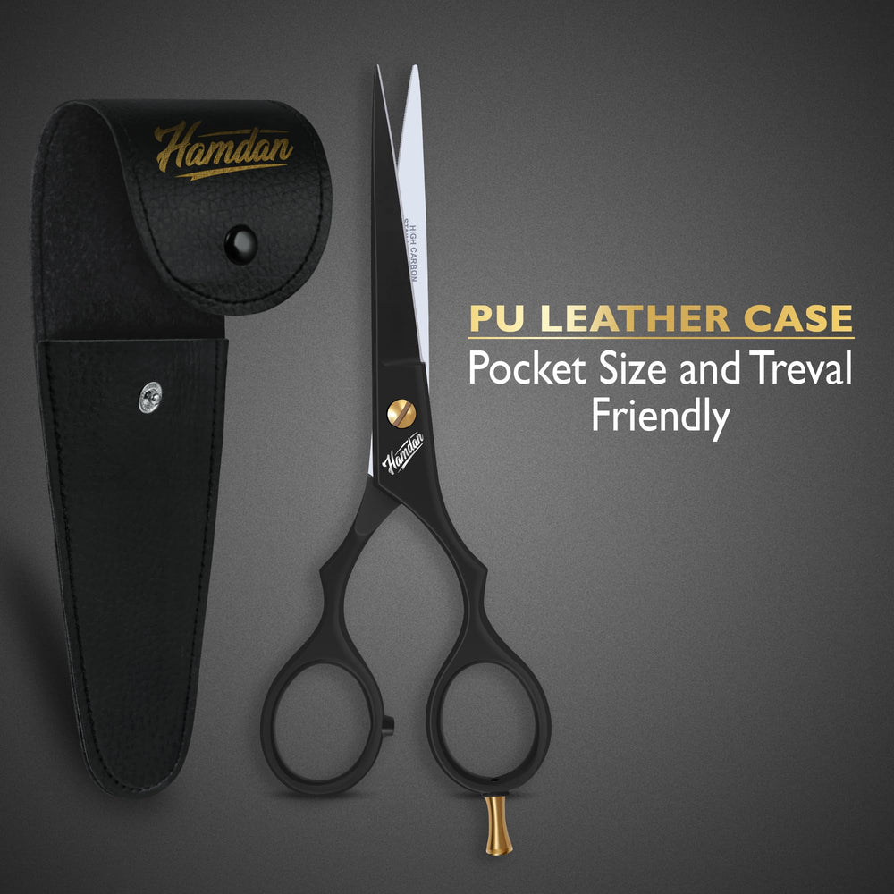 Hamdan professional-grade hair scissors in everyday use.