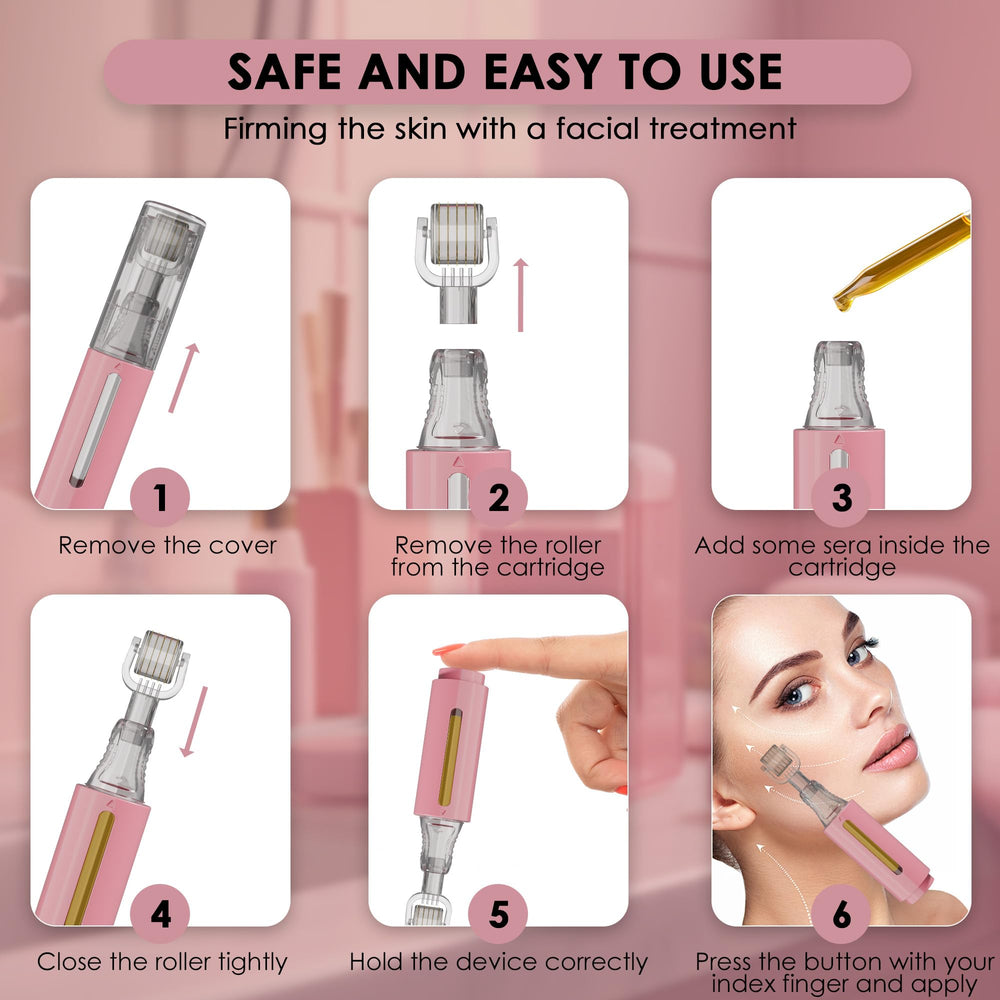 HAMINOS derma roller with reservoir cap for controlled serum delivery.