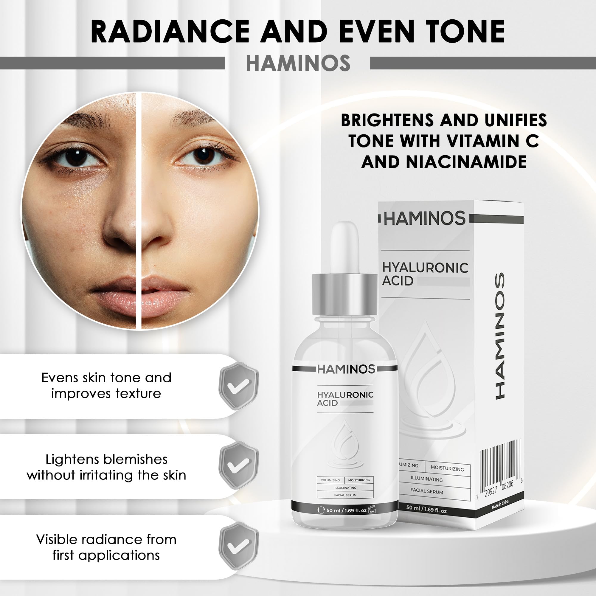 HAMINOS lip plump preview suggesting fuller lips after use.