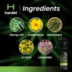 Hanábi Premium Hemp Spray calendula image highlighting soothing botanicals.