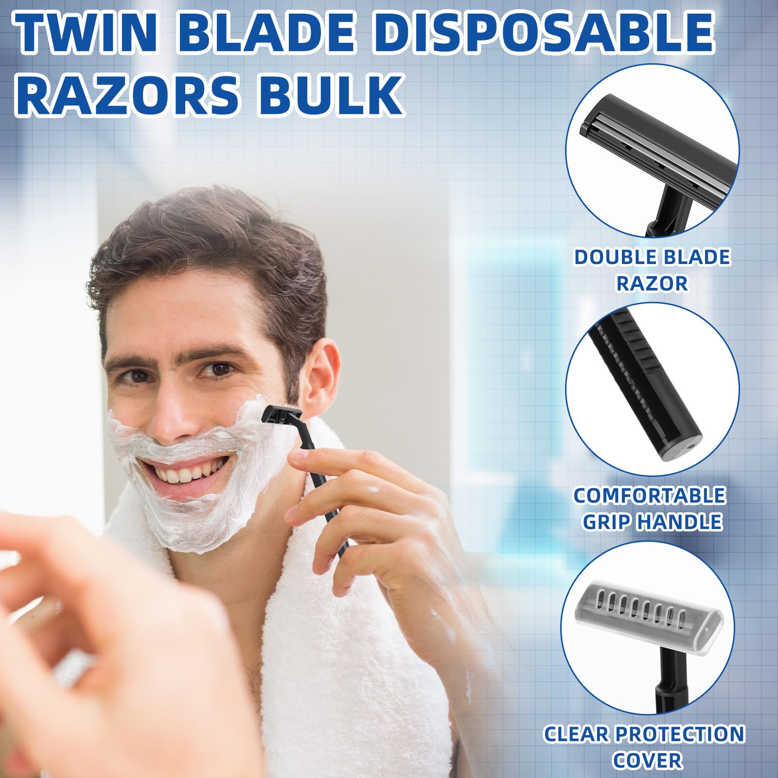 Hanaive razor handle with non-slip grip for wet bathroom use
