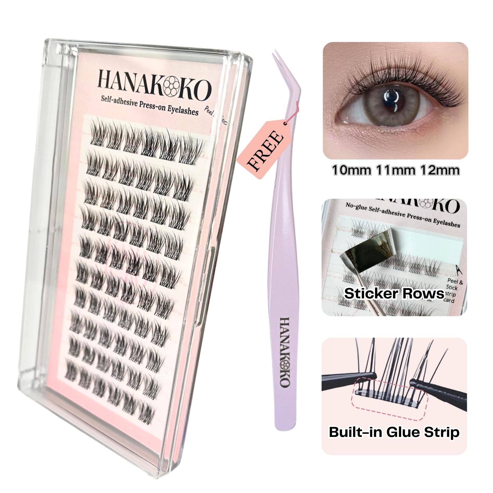 HANAKOKO 10-13mm clusters ready for quick DIY lash look