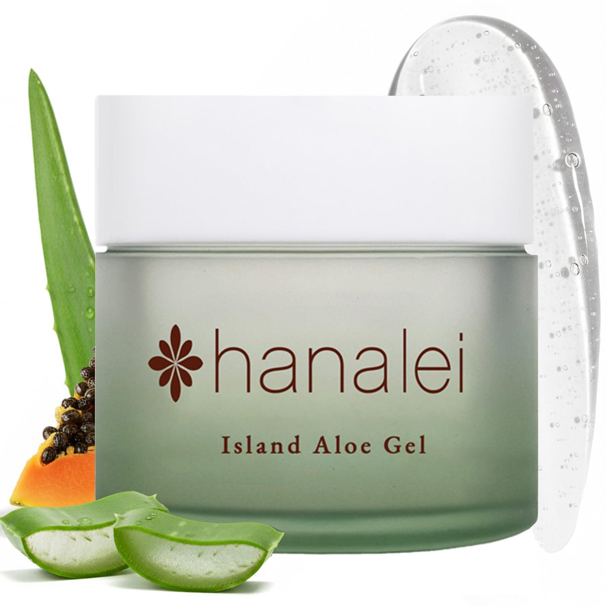 Hanalei Aloe Gel bottle close-up highlighting hydrating after-sun care