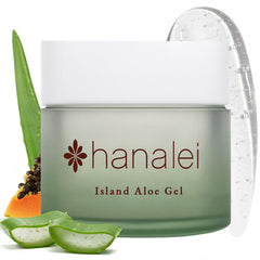 Hanalei Aloe Gel bottle close-up highlighting hydrating after-sun care