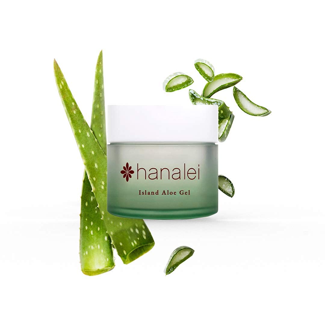 Ingredients panel of Hanalei Aloe Gel shows papaya enzyme and noni