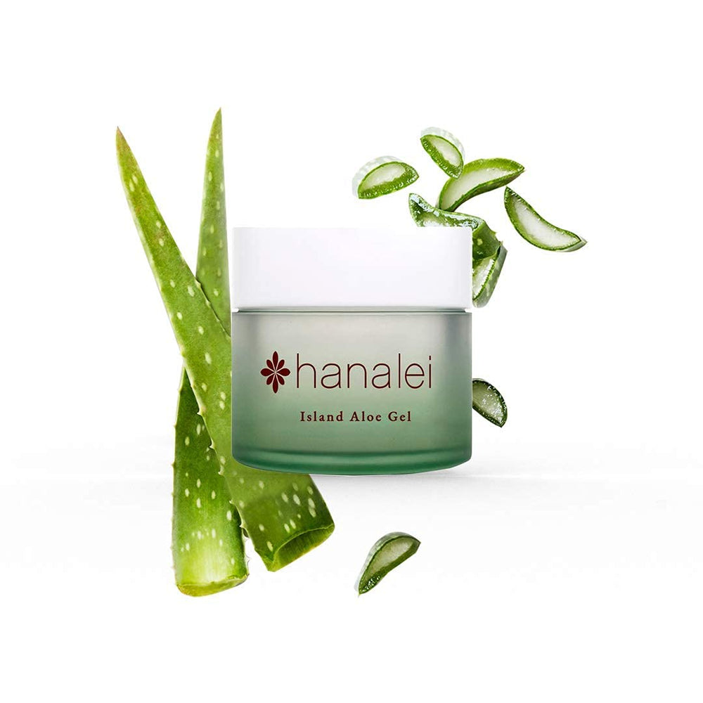 Ingredients panel of Hanalei Aloe Gel shows papaya enzyme and noni