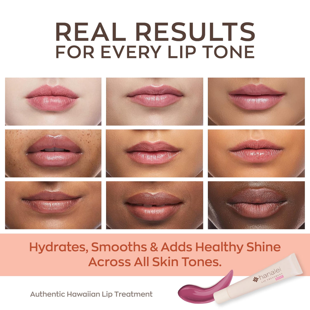 Swirl of Hanalei Lip Treatment on lips showing smooth, creamy application.