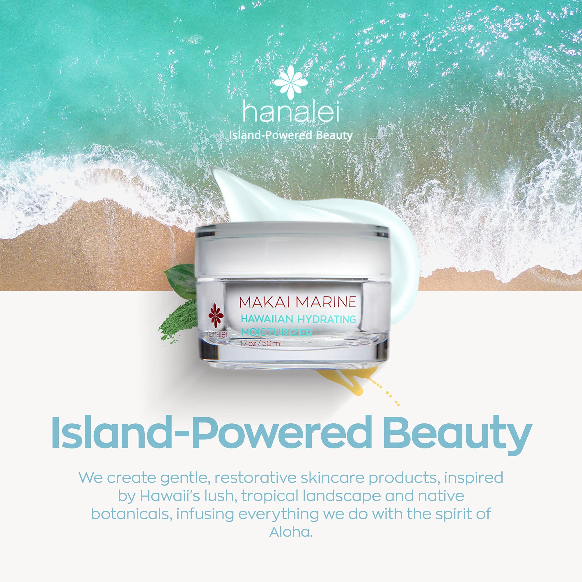 Hanalei Makai Gel-Cream application scene suggests quick absorption for routines.
