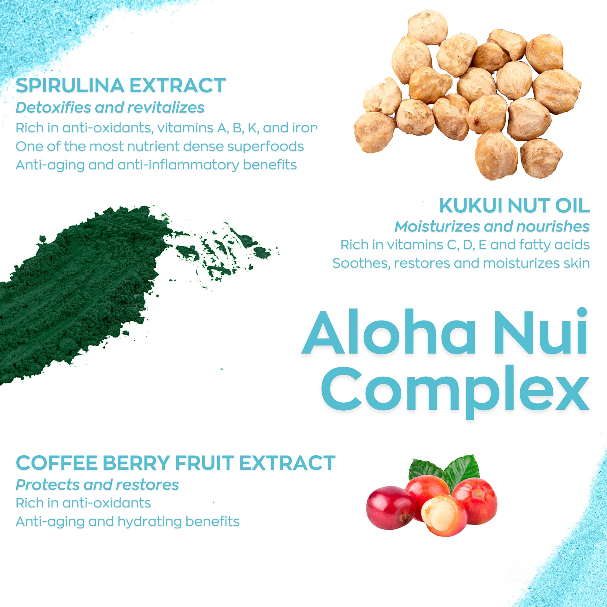 Spirulina extract provides a refreshed-looking radiance in the gel-cream.