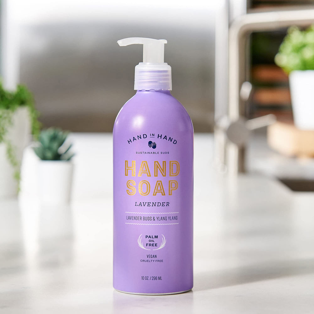 Hand in Hand nourishing liquid hand soap pump bottle for easy, mess-free dispensing.