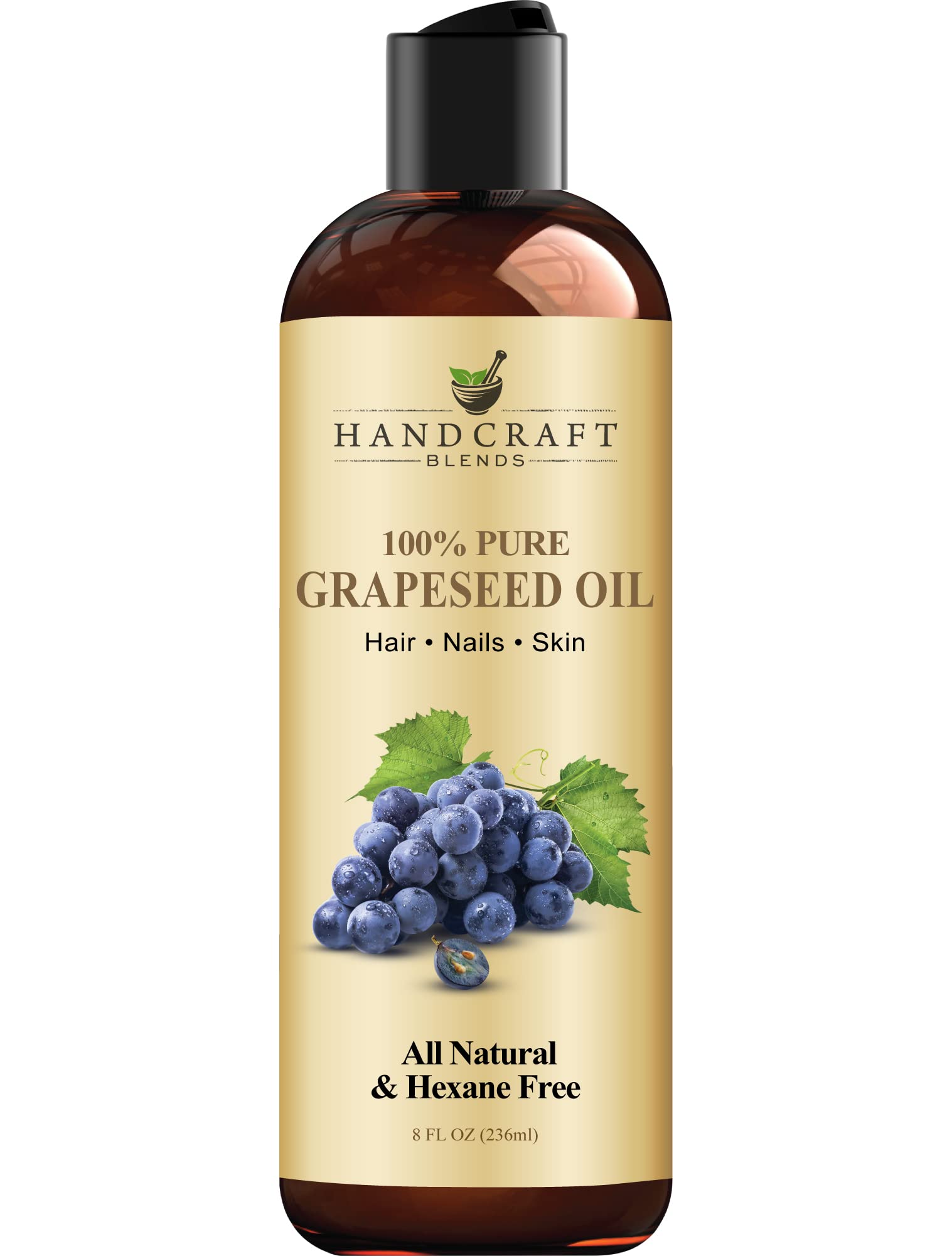 Handcraft Blends Grapeseed Oil bottle label for skin care.