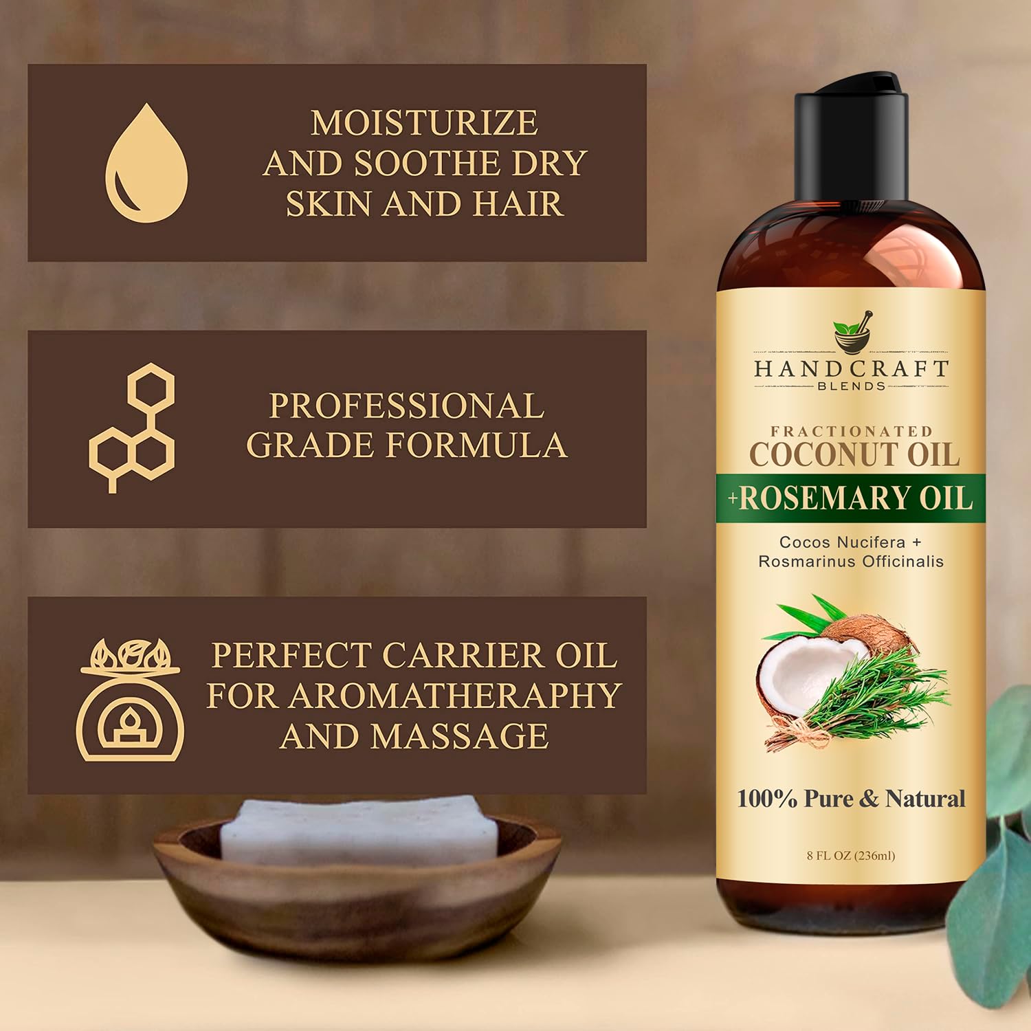 Handcraft Blends coconut oil serves as a gentle carrier for essential oils.