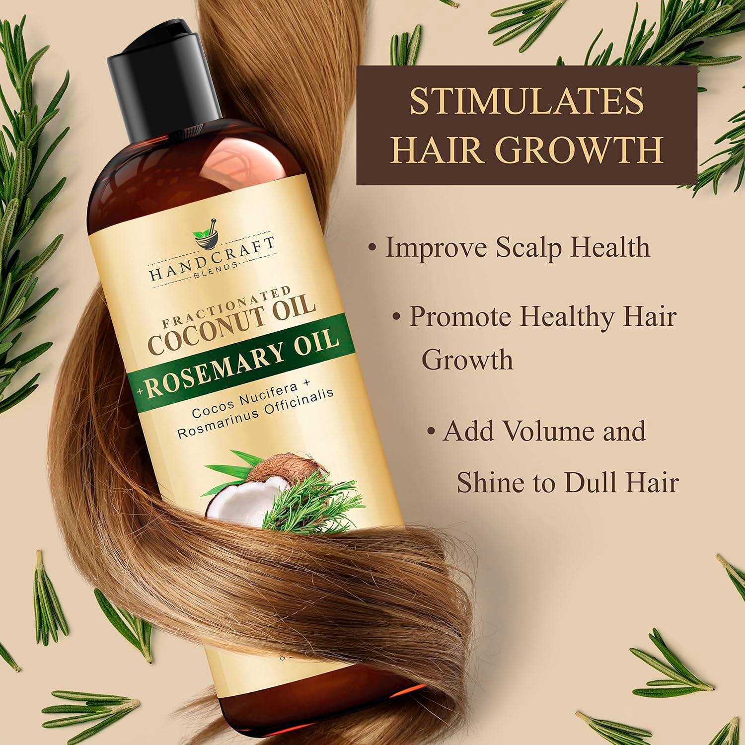 Handcraft Blends rosemary coconut oil pouring demonstrates easy application.